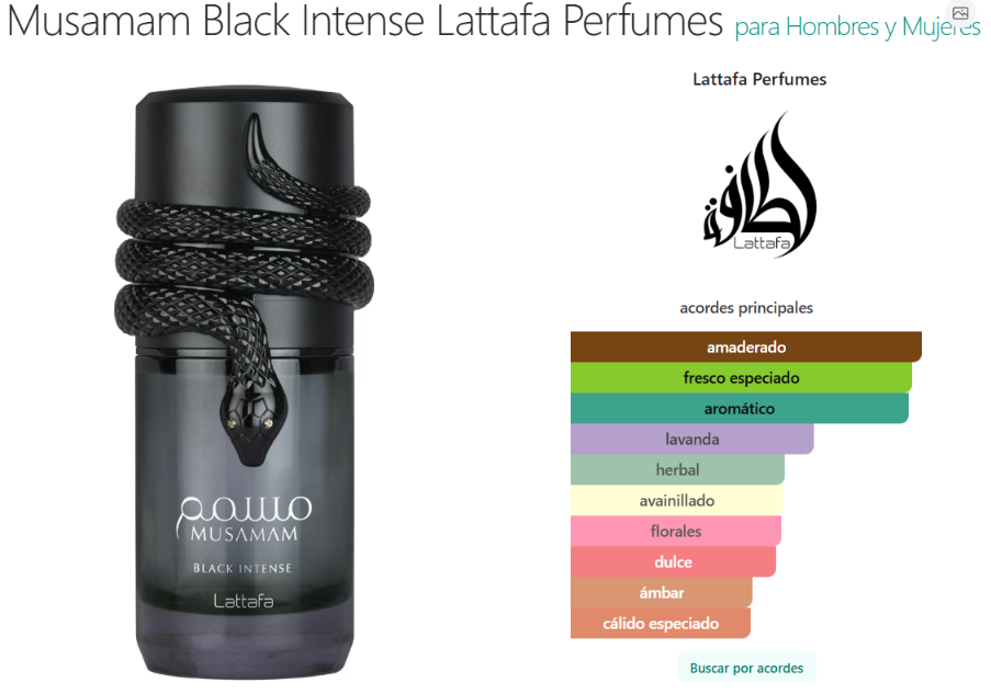 Musamam Black Intense Lattafa Perfumes para Hombres y Mujeres
