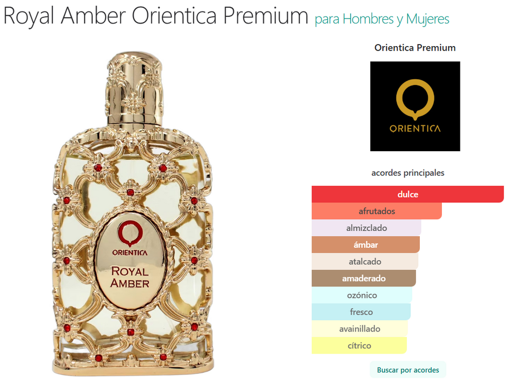 Royal Amber Orientica Premium para Hombres y Mujeres