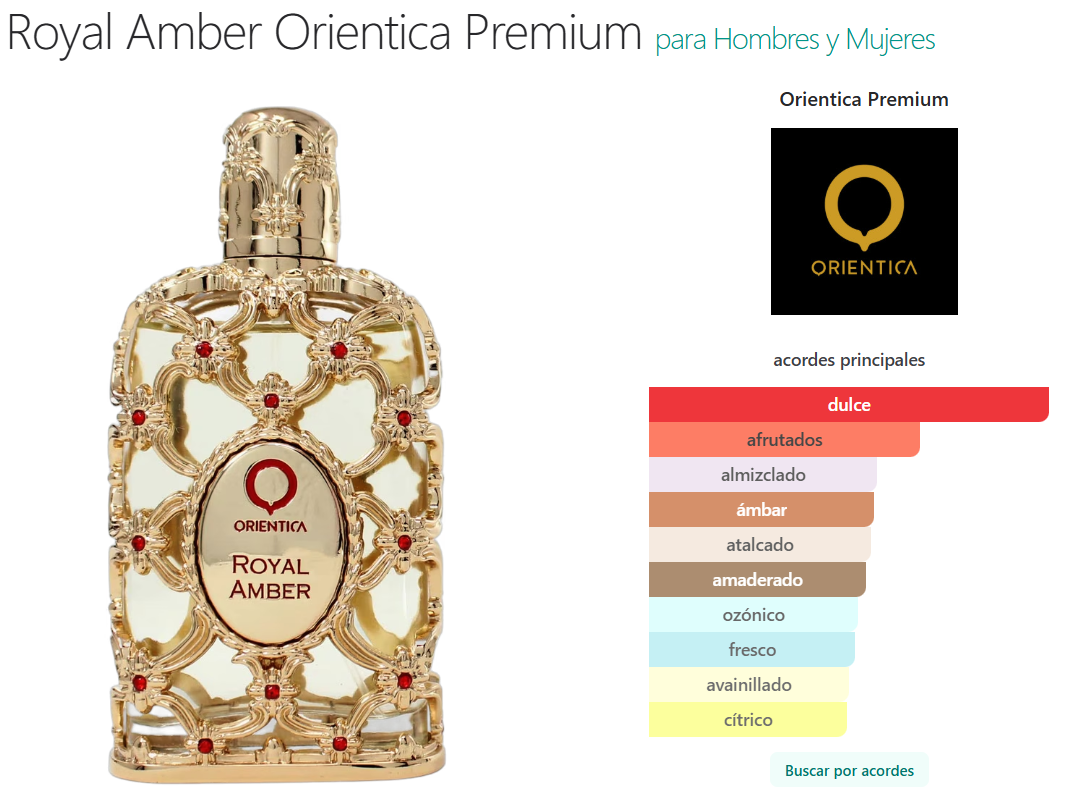 Royal Amber Orientica Premium para Hombres y Mujeres