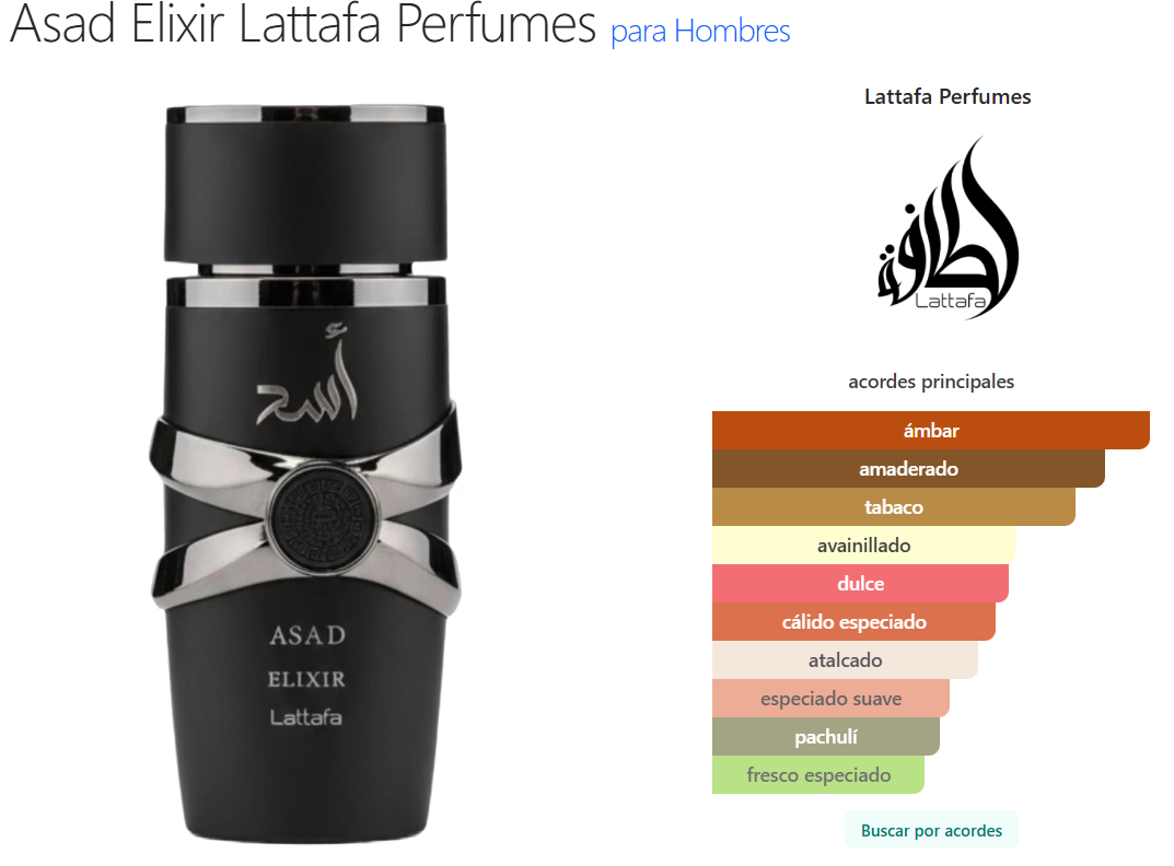 Asad Elixir Lattafa Perfumes para Hombres