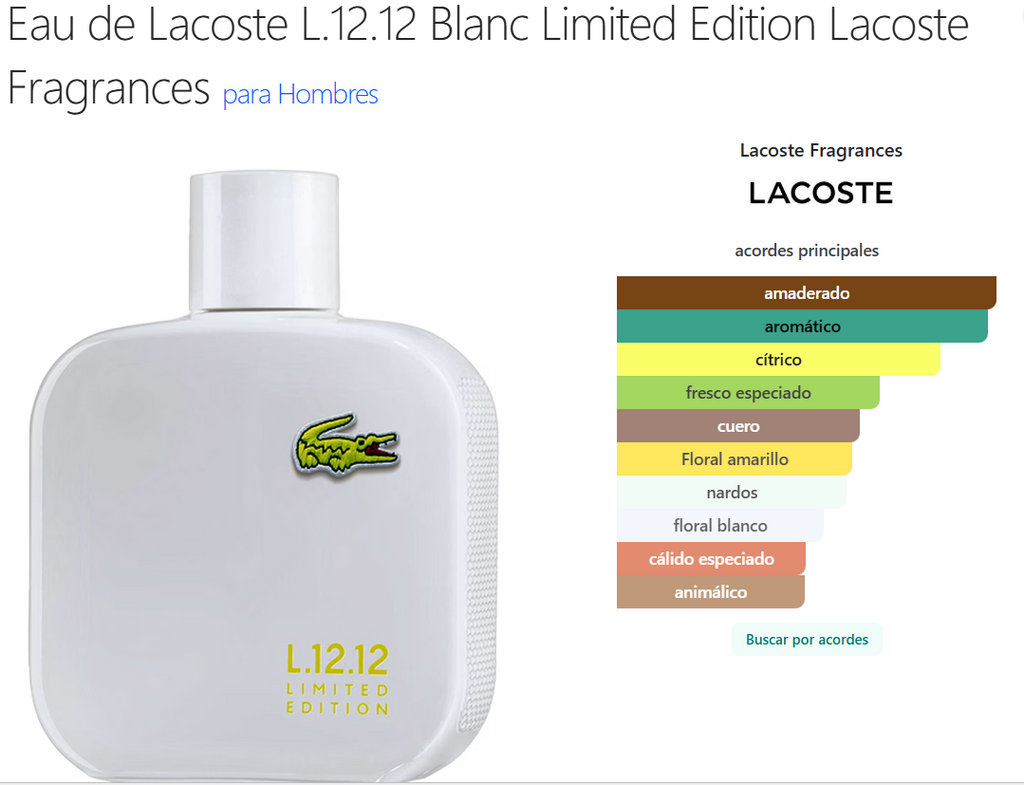Blanc Limited Edition Lacoste Fragrances para Hombres